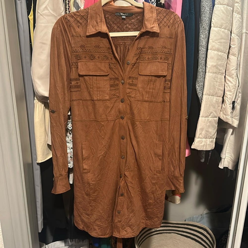 Miss Me Brown Suede Dress